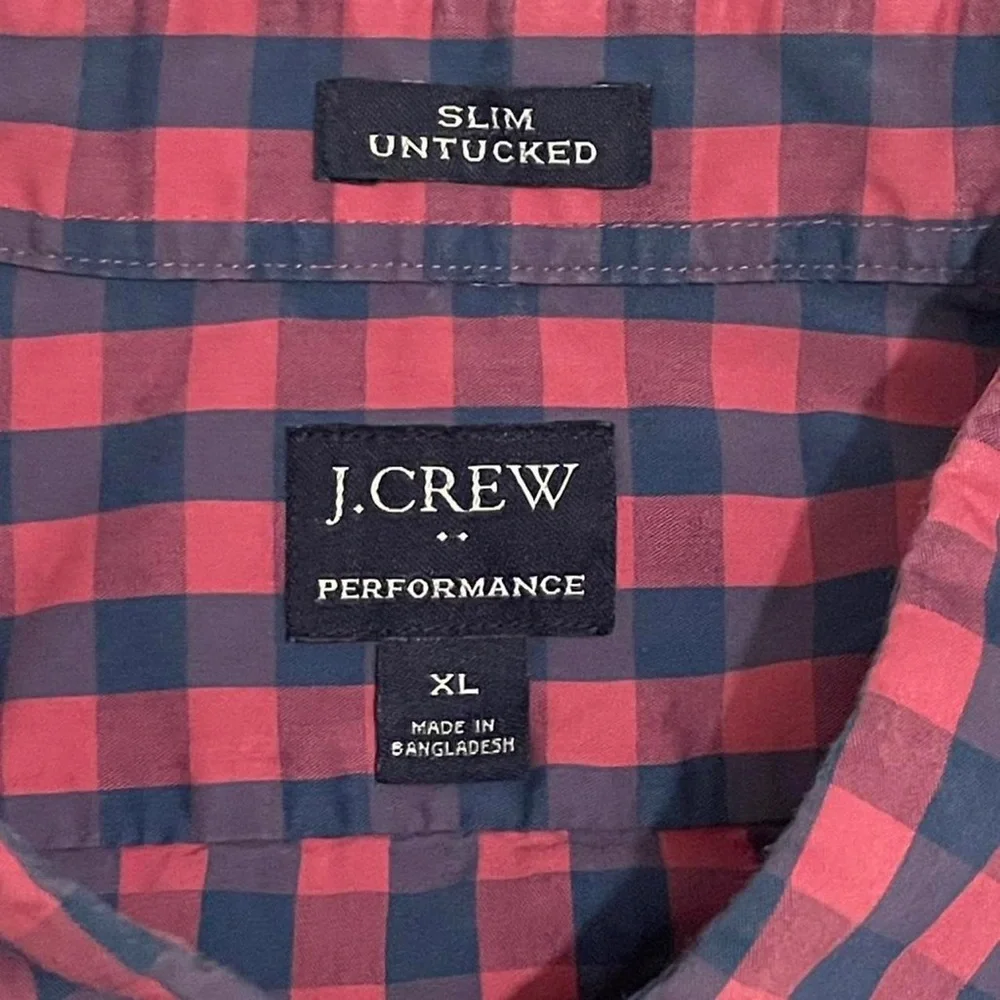 J.Crew Performance Men’s XL Long Sleeve Button Down Shirt Slim Untucked Plaid